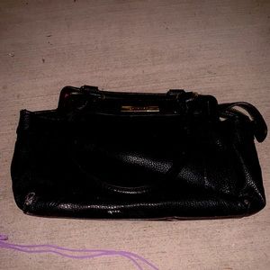 Black leather shoulder bag